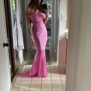 Jacquemus Pink  'La Robe Draggiu' draped Maxi Dress